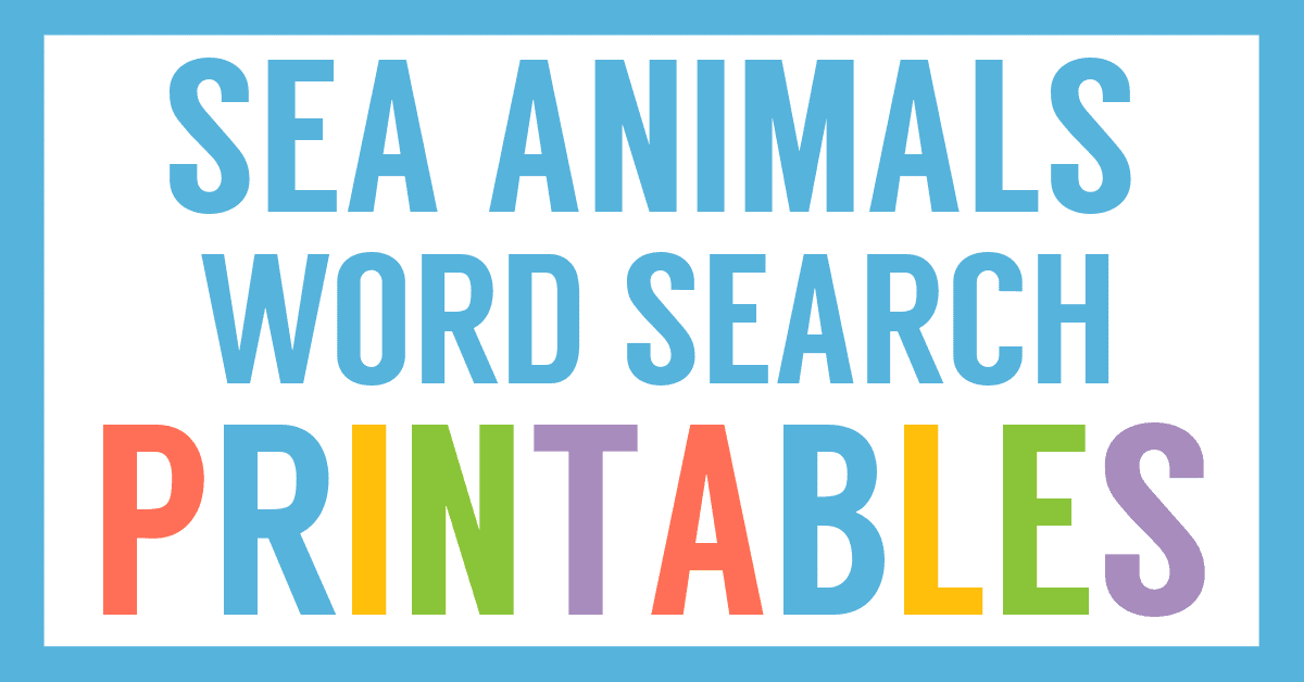 Sea animals word search free