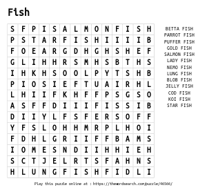 Ocean animals word search