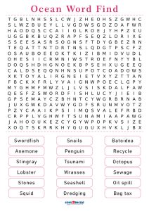 Printable ocean word search