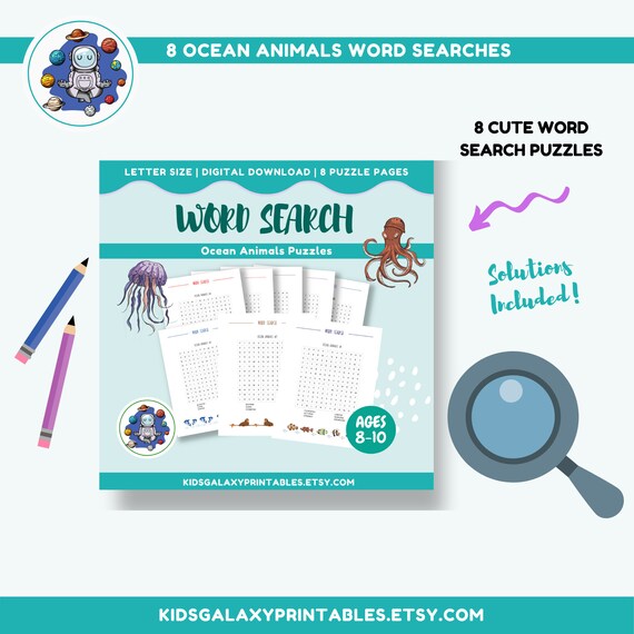 Ocean animals big bundle ocean themed puzzles and creative pages for kids age