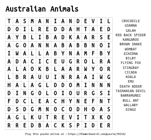 Ocean animals word search