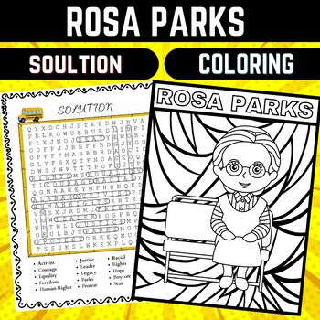 Rosa parks activity word search coloring pages poster tpt