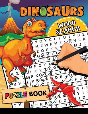 Dinosaur word search puzzle book easy and fun activity learning workbook with coloring pages paperback face in a book