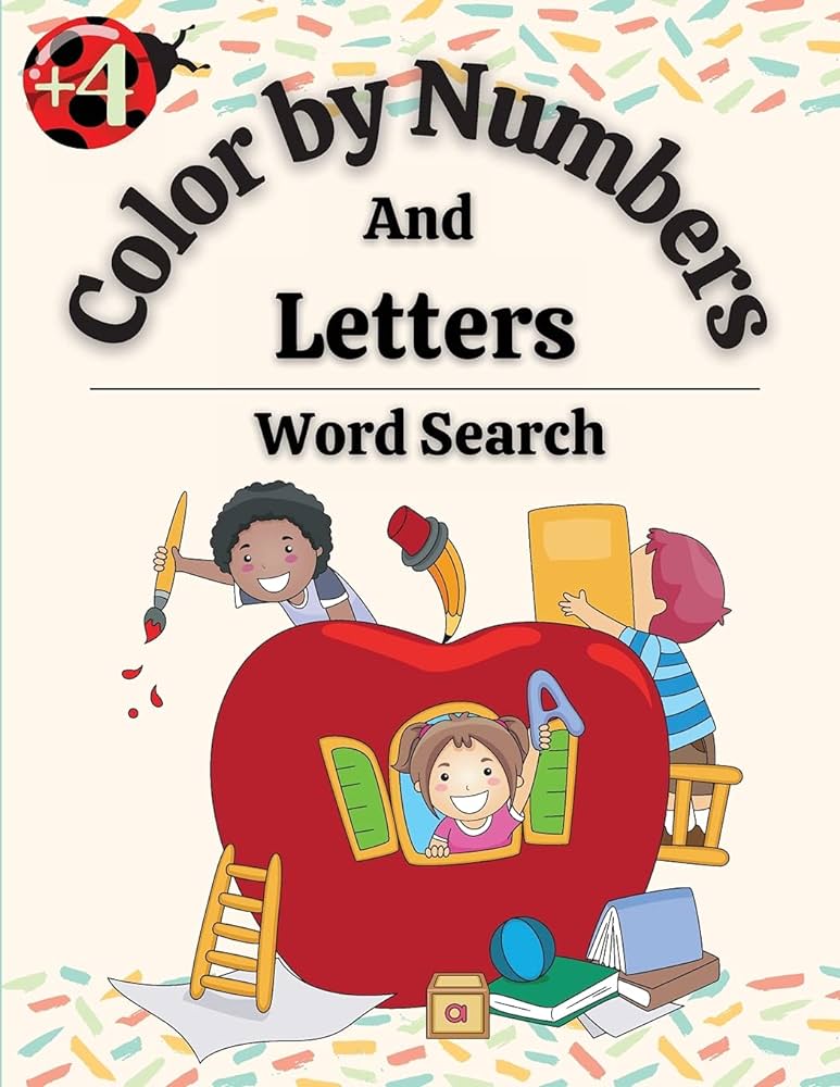 Color by numbers and letters word search flowers with animals in the wild for kids an adult coloring book with fun easy and relaxing coloring pages color by numbers and letters word