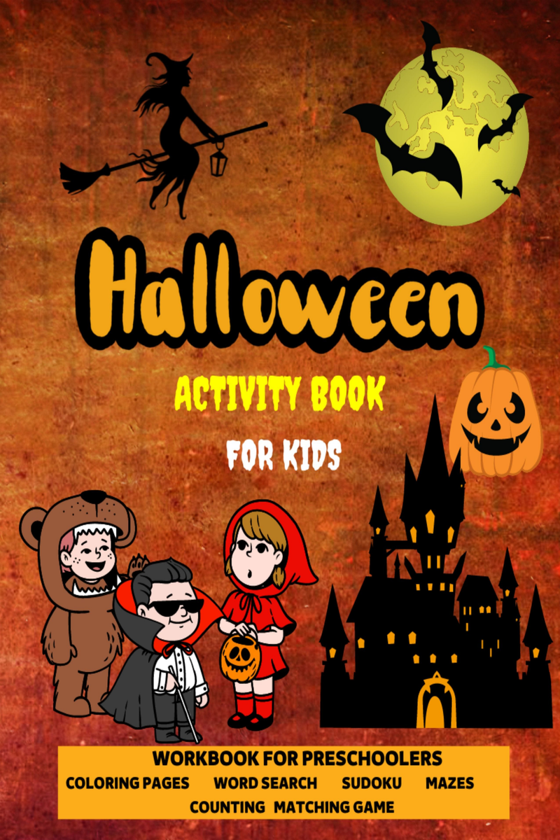 Halloween activity book for kids workbook for preschoolers