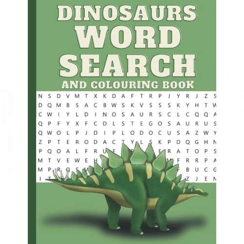 Dinosaurs word search and colouring book for kids