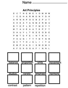 Art word search fill in blank