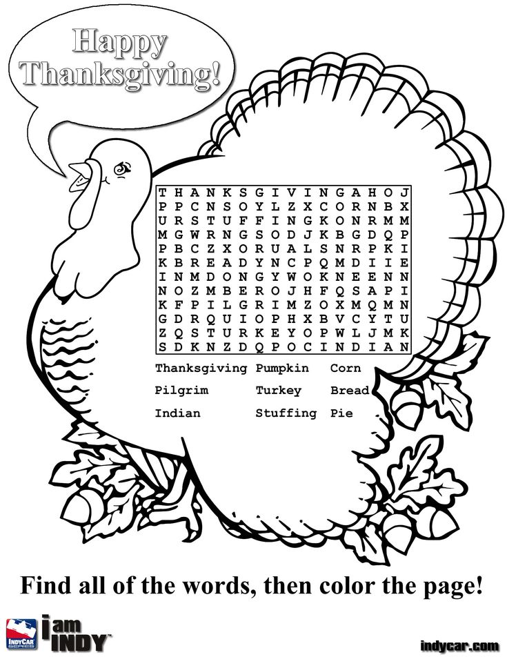 Thanksgiving word search