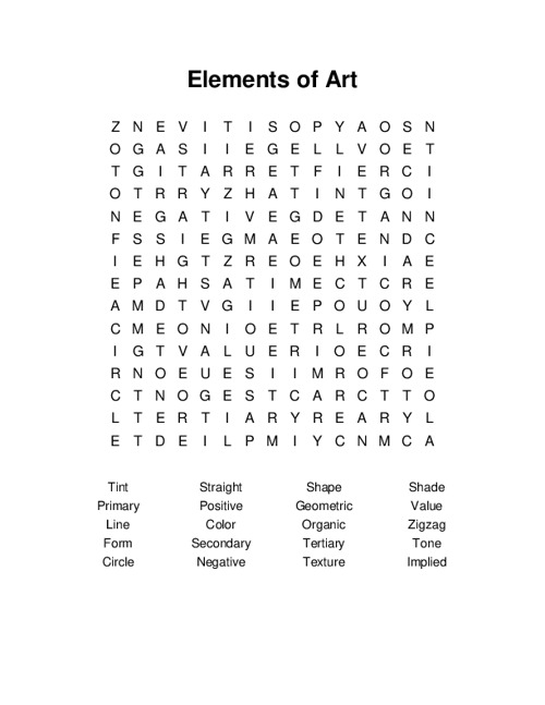 Elements of art word search