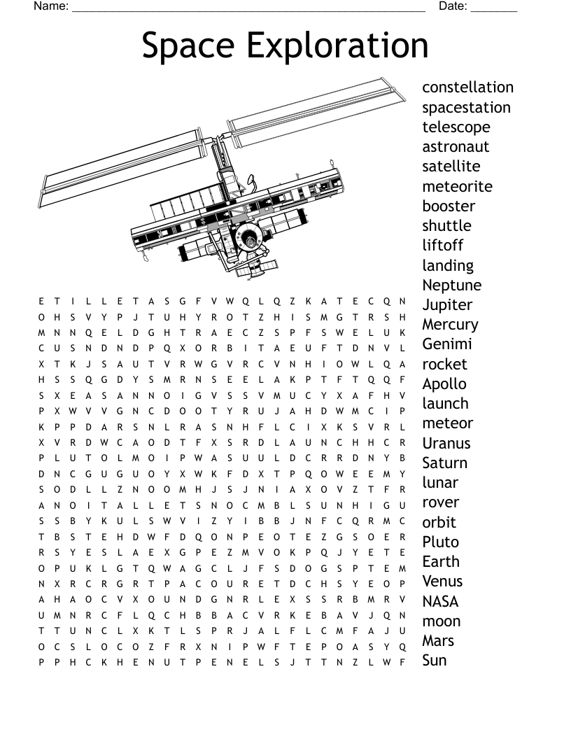 Space exploration word search