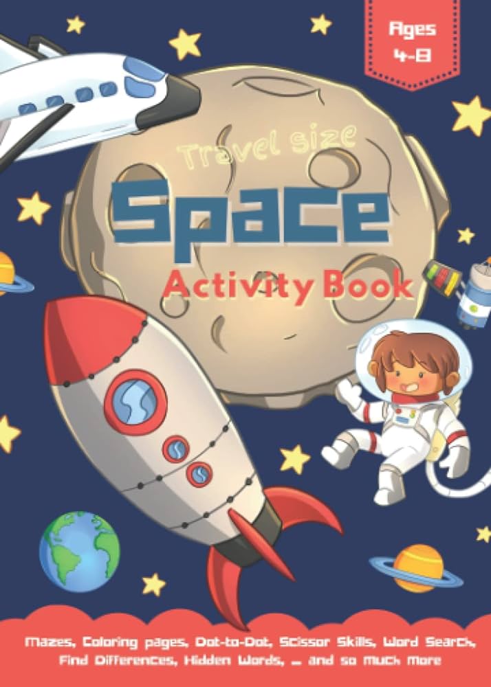 Space activity book for kids perfect x travel size book mazes coloring dot