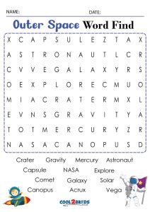 Printable space word search