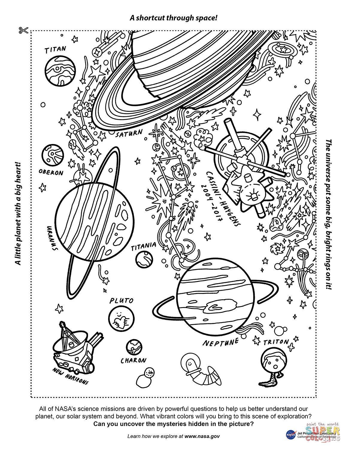 A shortcut through space coloring page free printable coloring pages