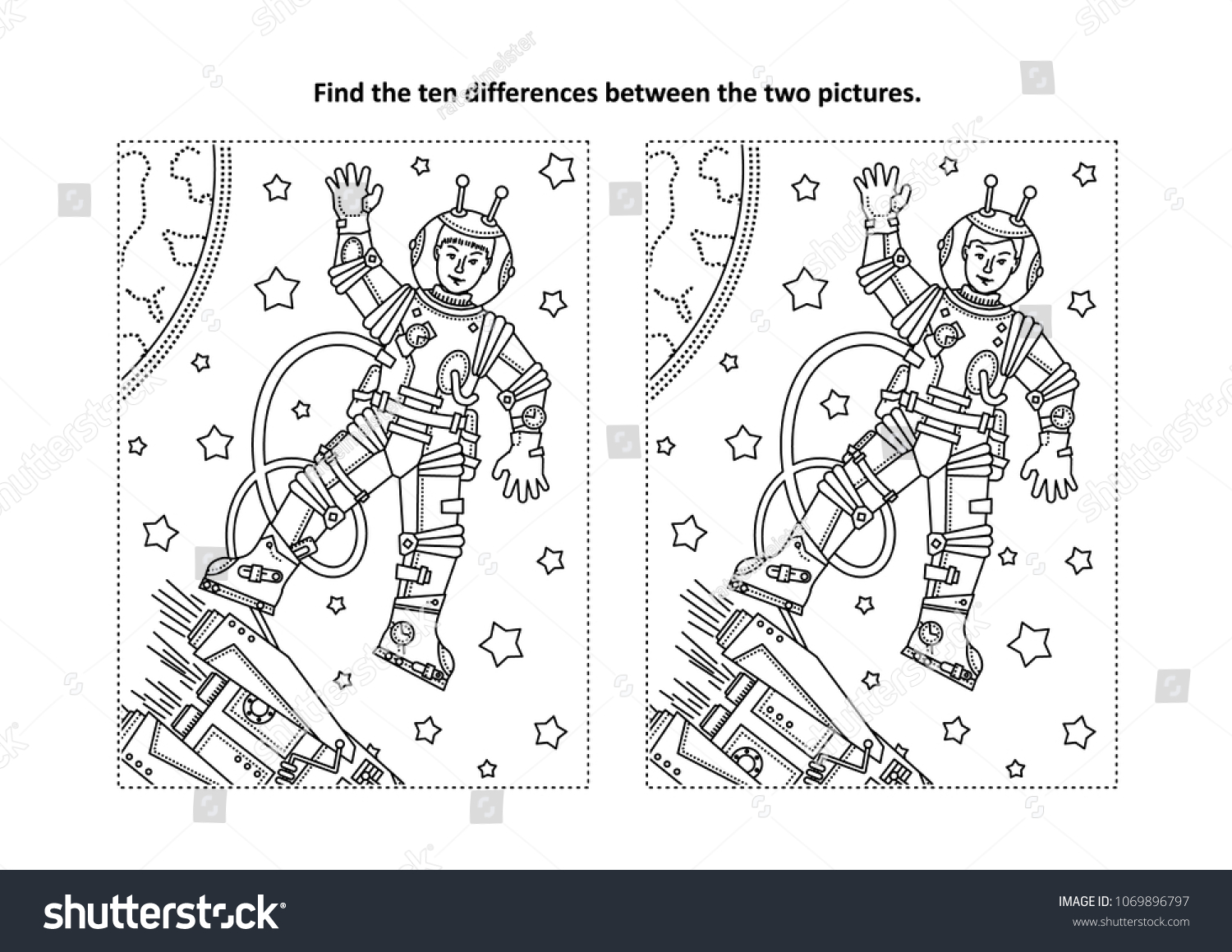 Space exploration themed find ten differences stock vector royalty free