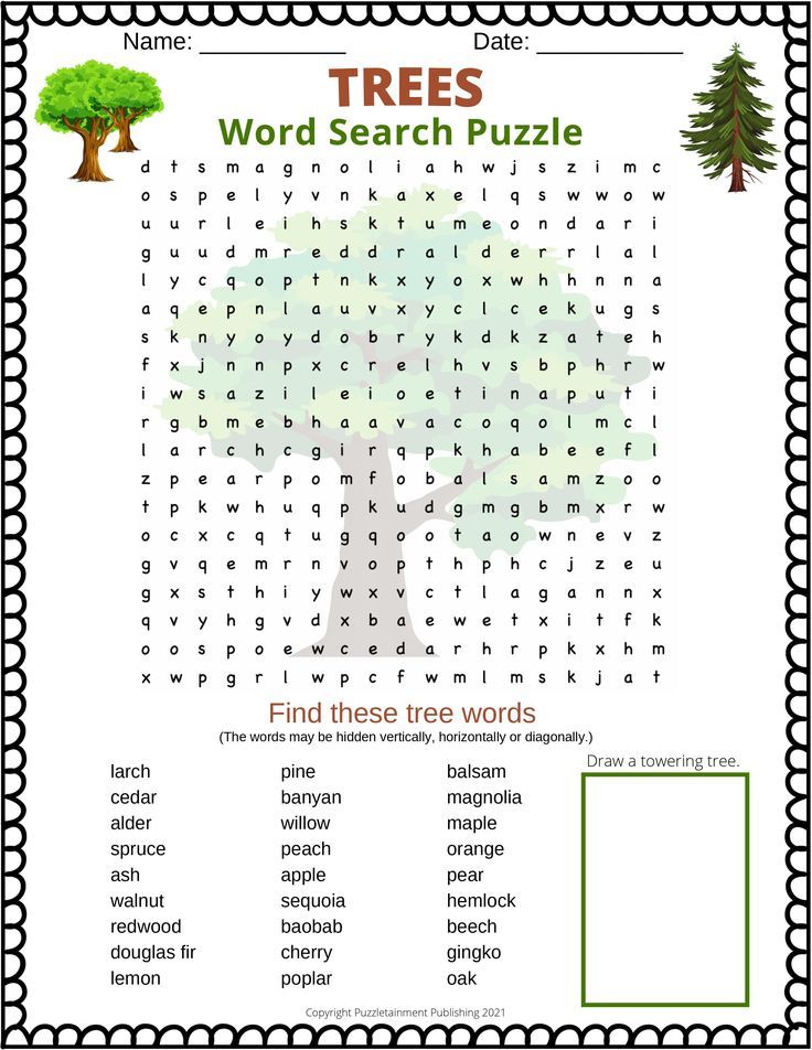 Trees word search puzzle great nature word search for kids puzzles for kids nature words printables kids