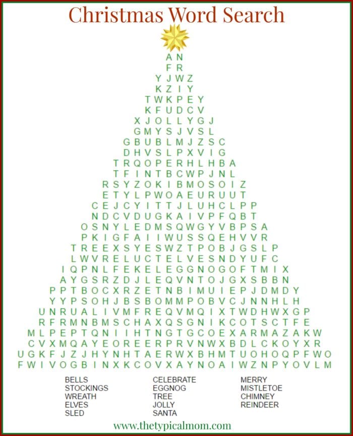 Free christmas word search printables