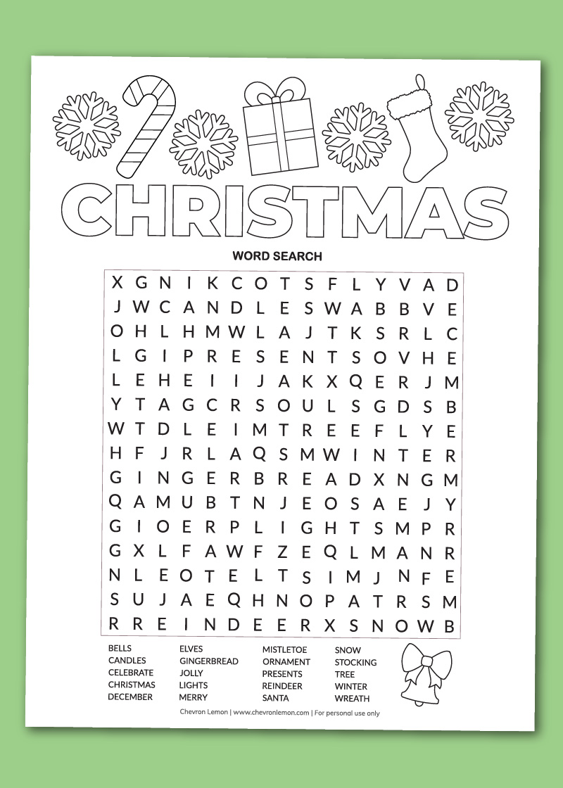 Printable christmas word search