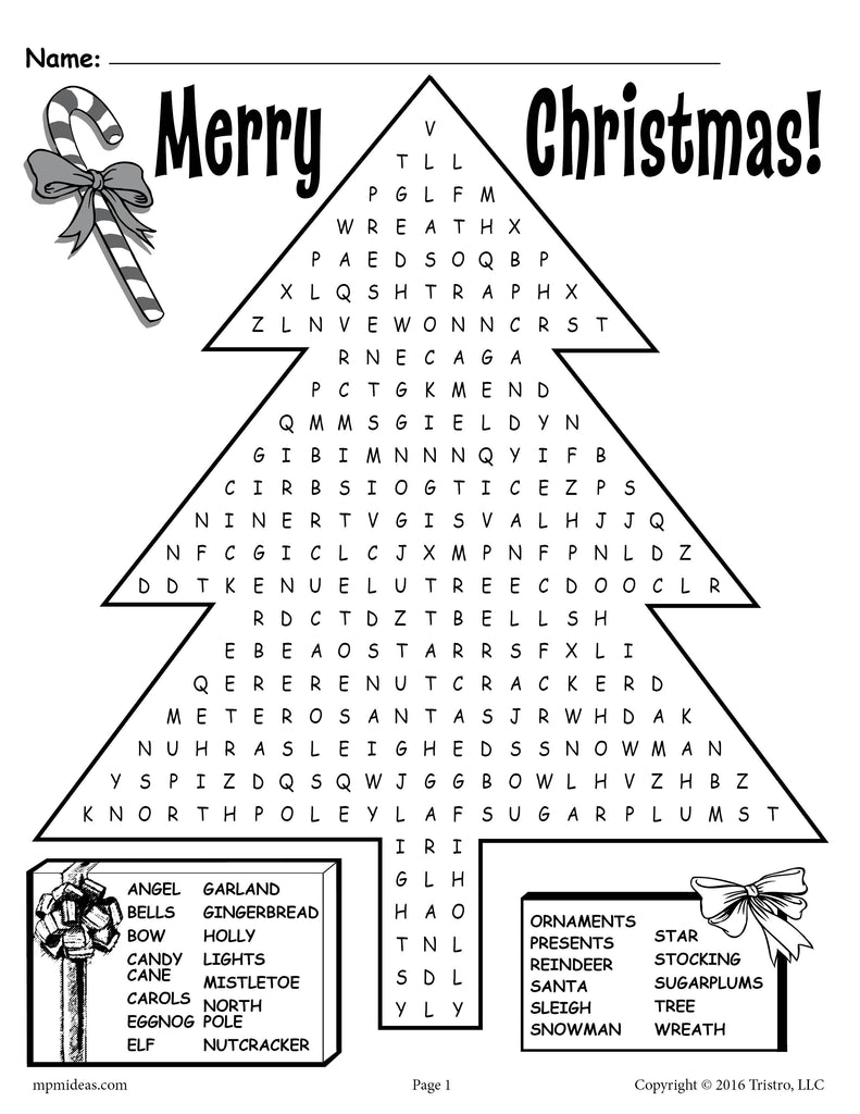 Printable christmas word search â