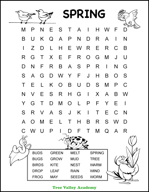 Spring word search st grade