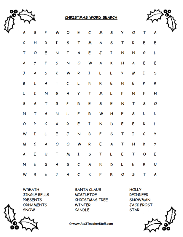 Christmas printable word search a to z teacher stuff printable pages and worksheets
