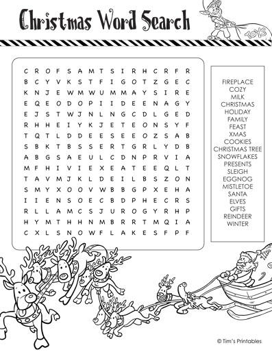 Christmas word search â tims printables