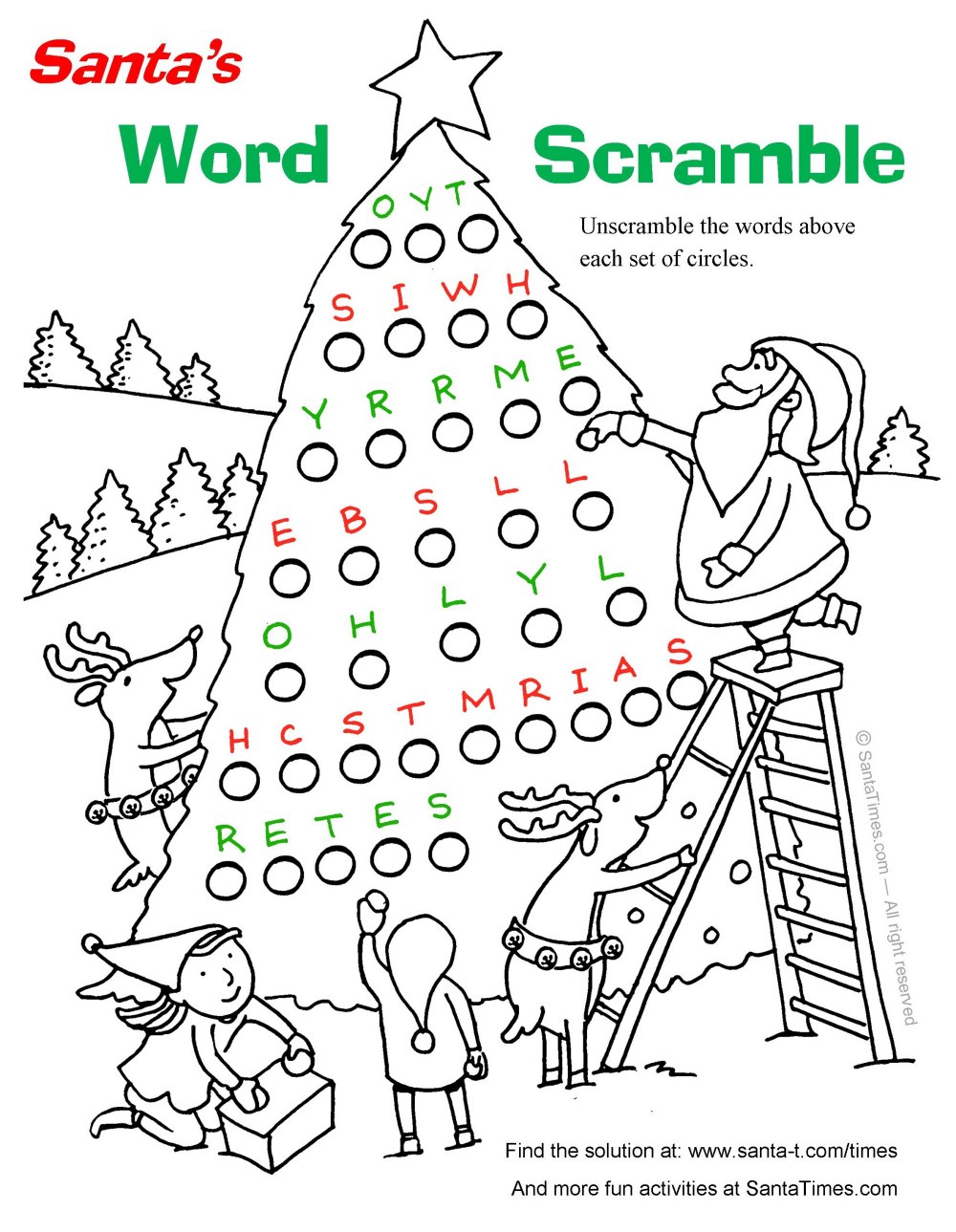 Santas christmas tree word scramble