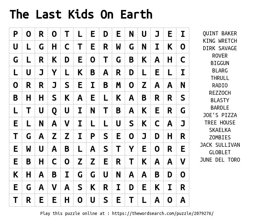 Download word search on the last kids on earth