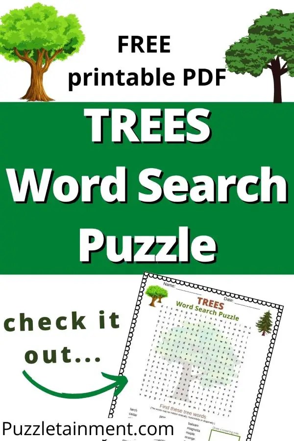 Trees word search puzzle great nature word search for kids