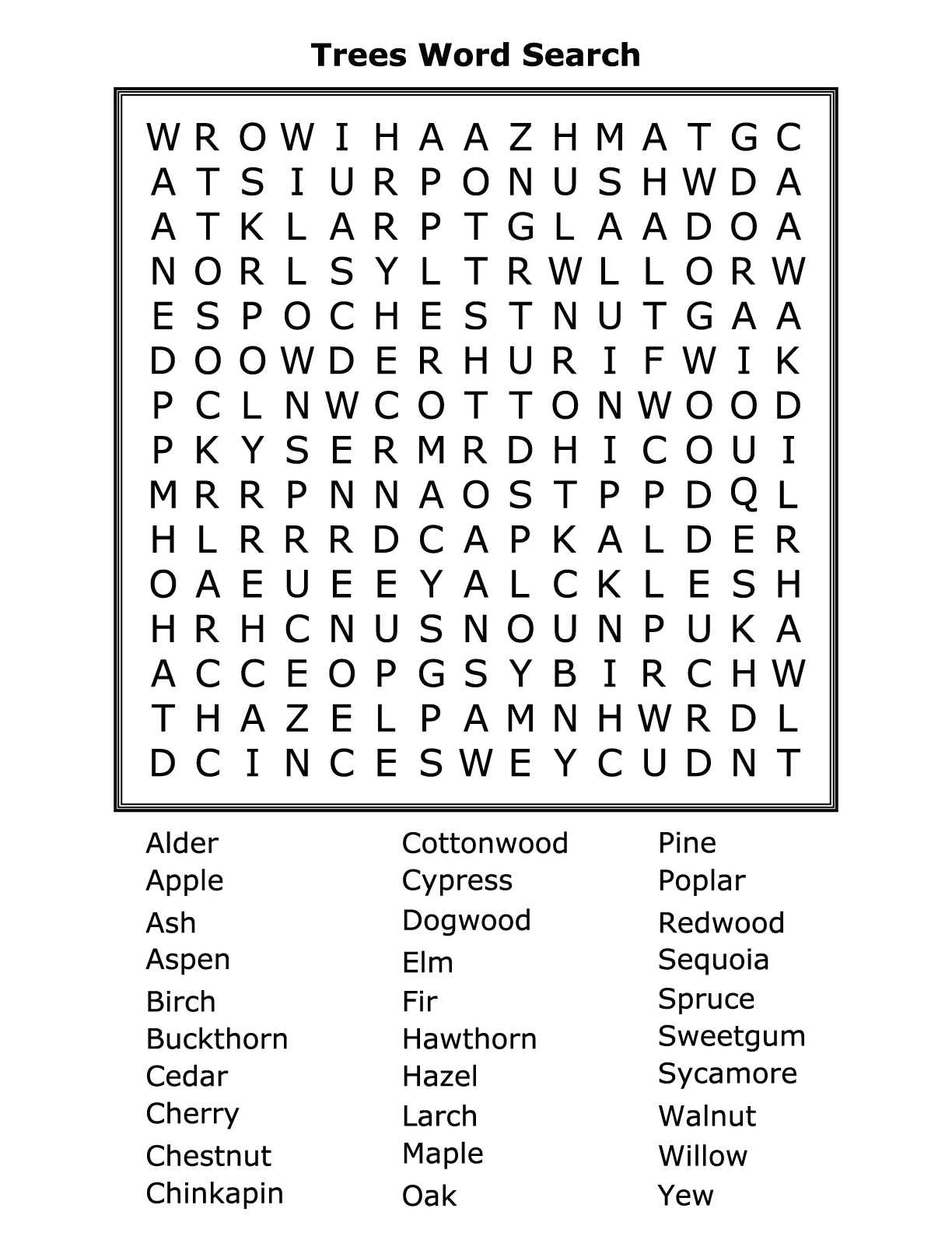 Trees word search