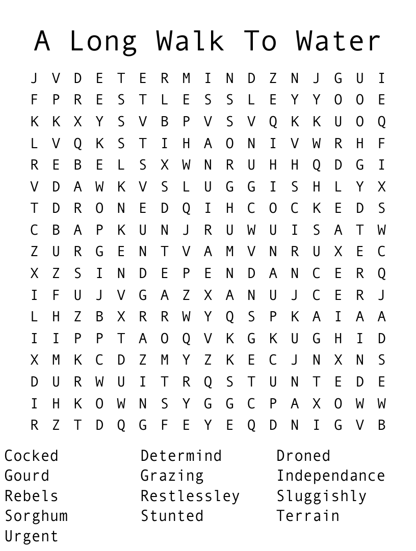 A long walk to water word search