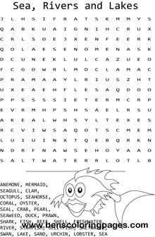 Under water word search coloring pages