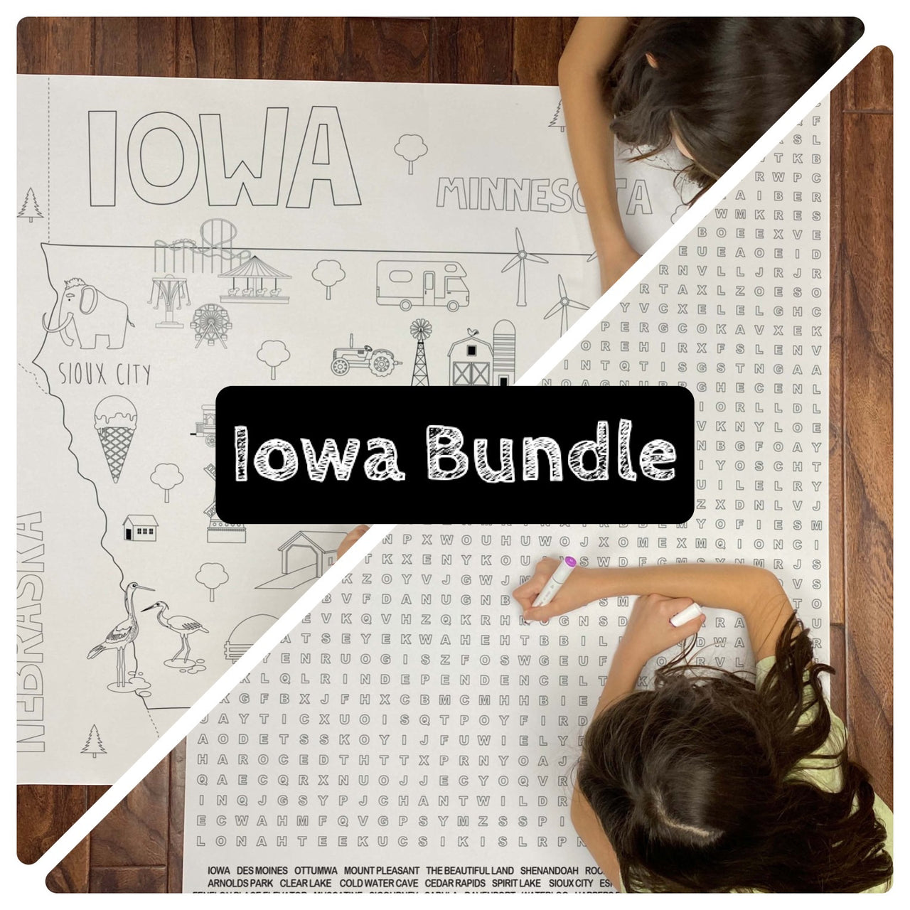 Iowa state bundle coloring and word search â