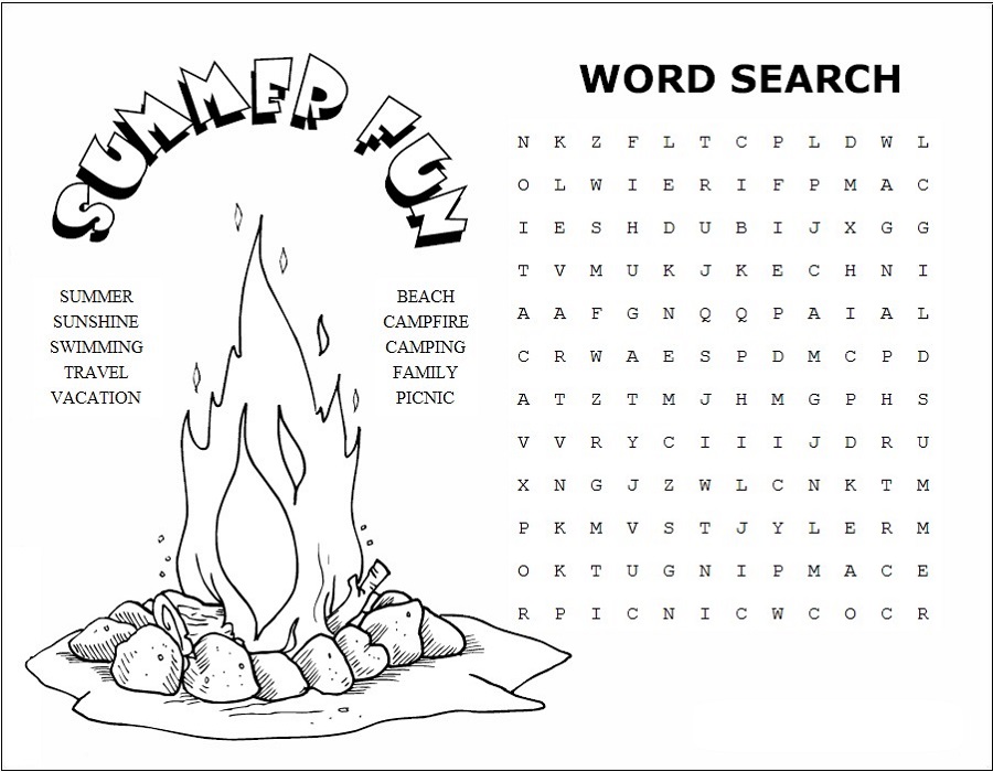 Summer word search puzzles