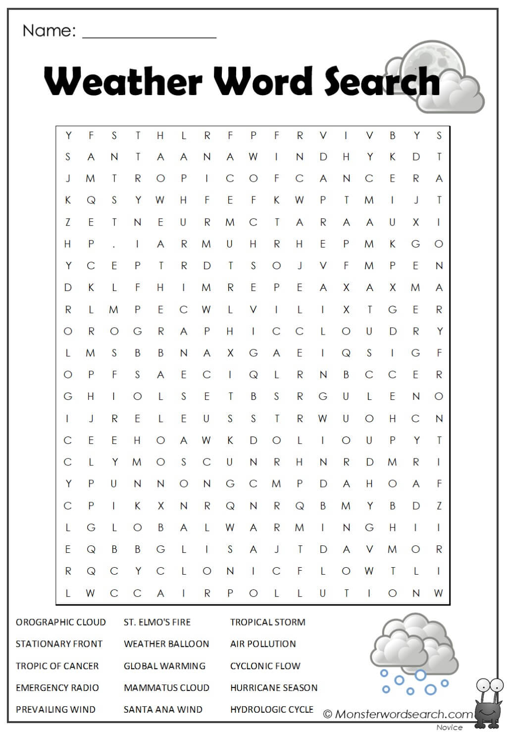 Weather word search