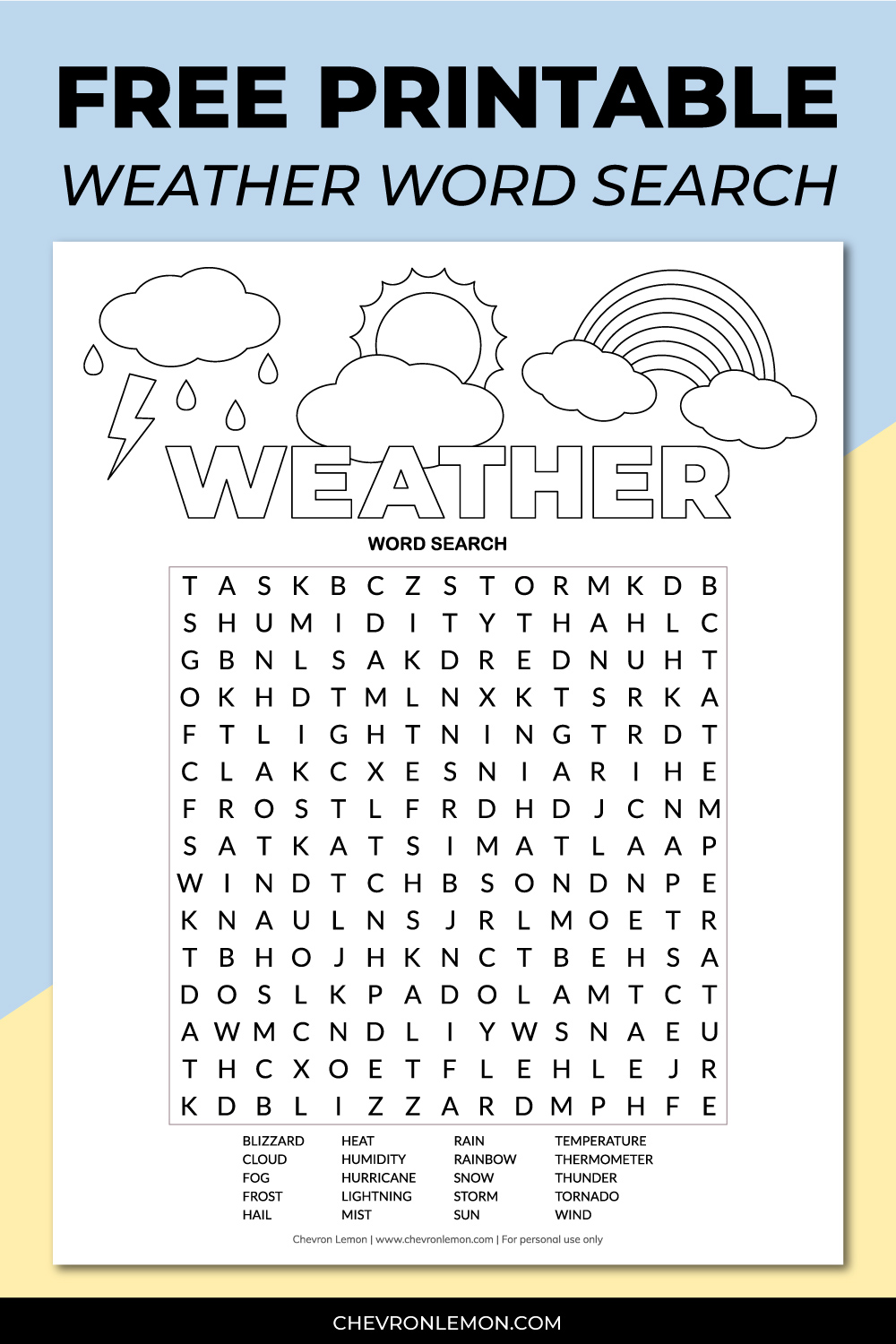 Printable weather word search