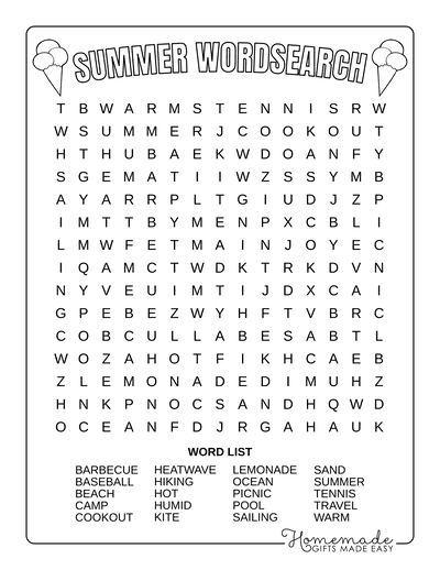 Best free printable summer word search puzzles for kids