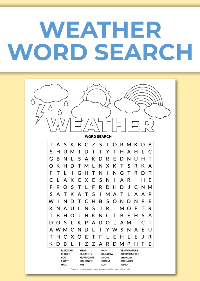 Printable weather word search