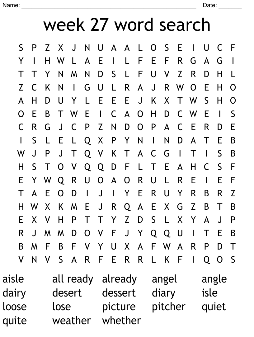 Week word search