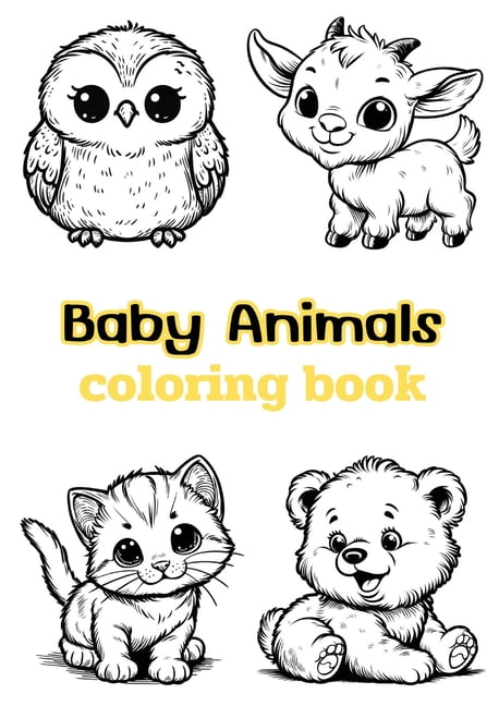 Baby animals coloring book childrens coloring pages word search puzzles paperbacklarge print