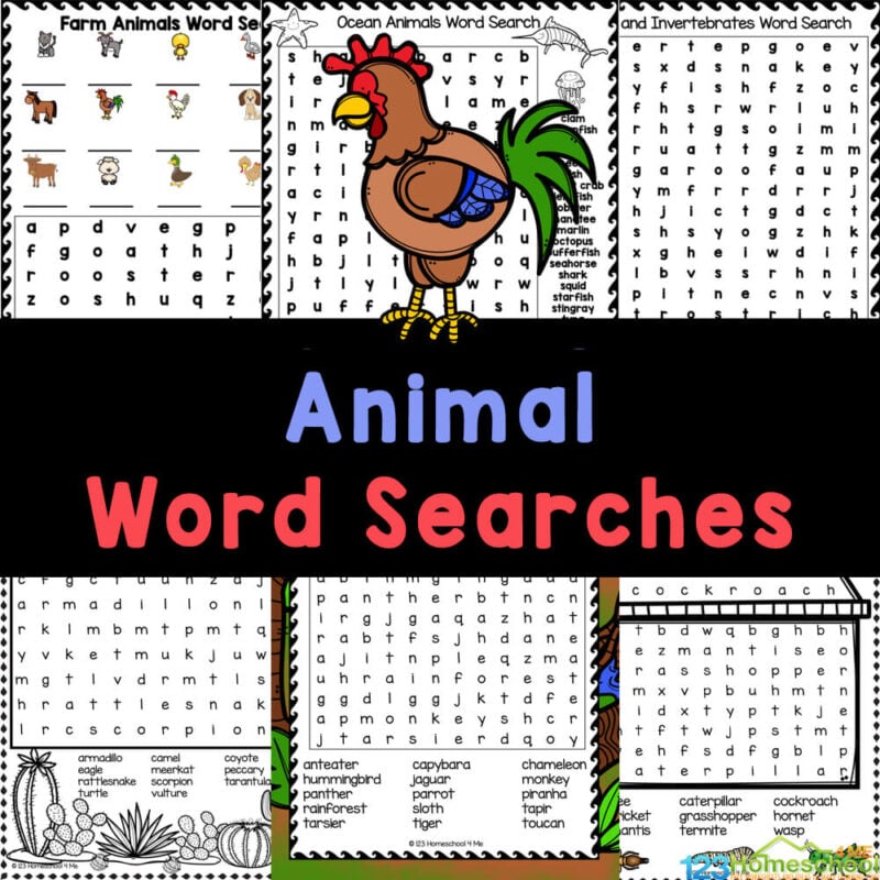 Free printable animal word searches for kids