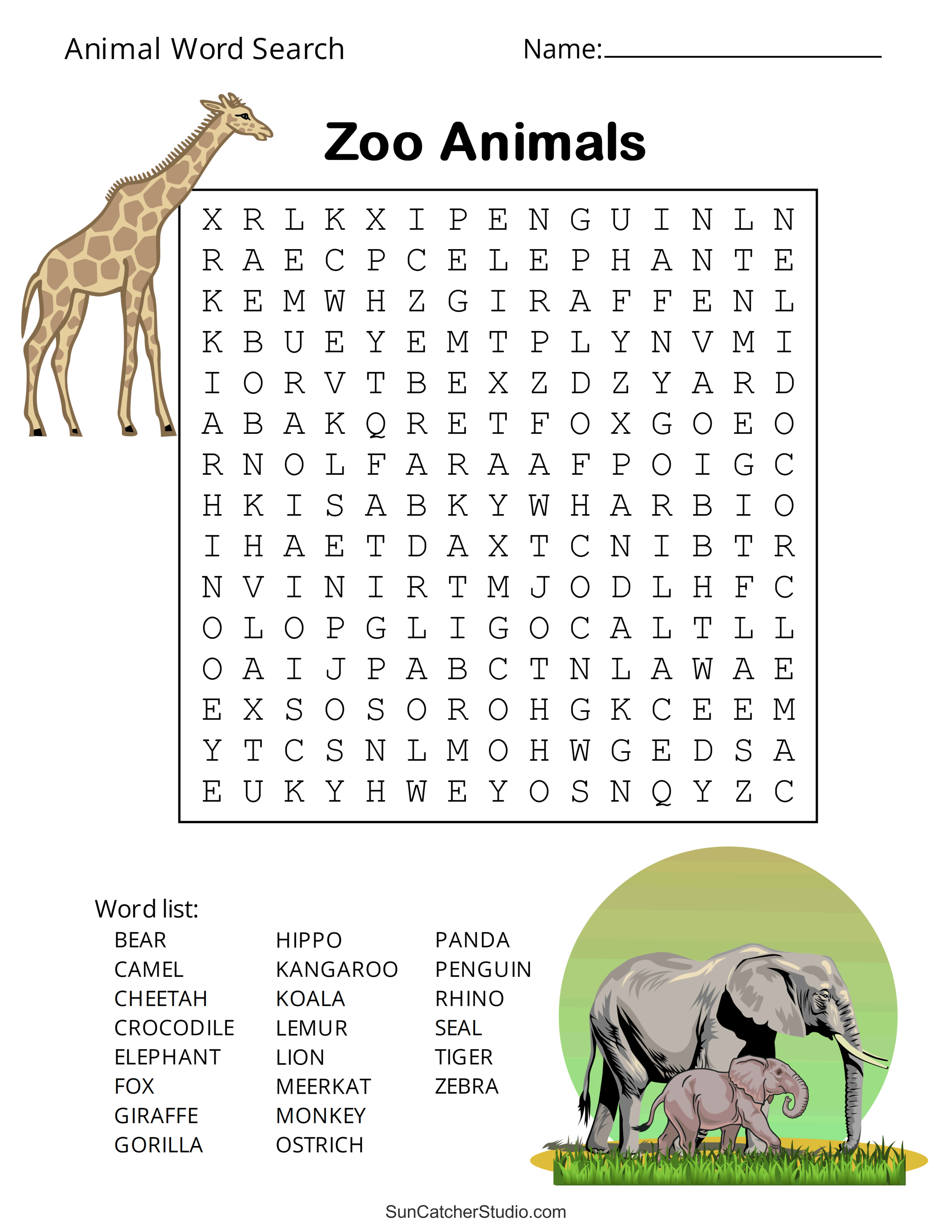 Animal word search free printable dog pet dinosaur puzzles â diy projects patterns monograms designs templates