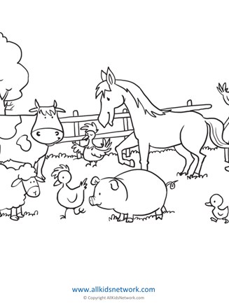 Farm animals coloring page all kids network