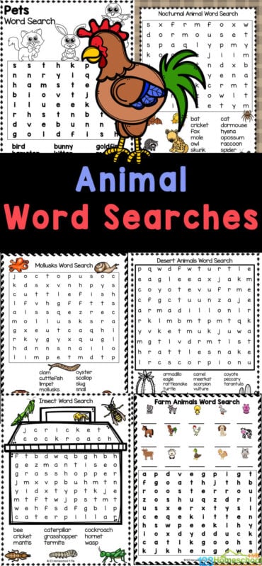 Free printable animal word searches for kids