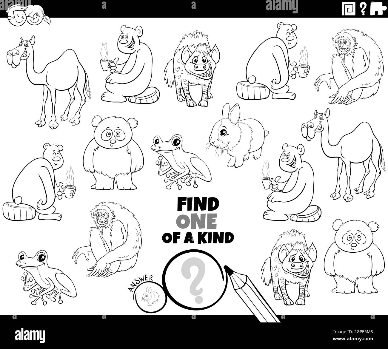 Coloring book cute animals picture hi