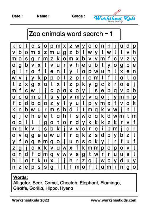 Animal word search puzzle printables boosting vocabulary in an enjoyable way