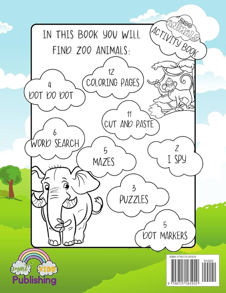 Zoo animals activity book for kids