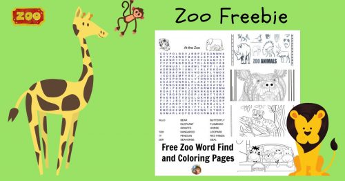 Zoo word search and coloring pages freebie â wise owl factory