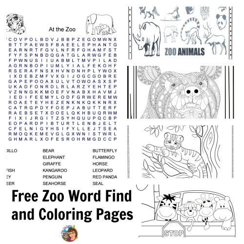Zoo word search and coloring pages freebie â wise owl factory
