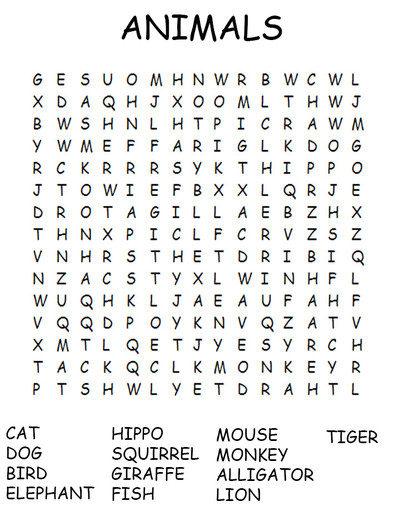 Zoo animal word search printable free printable word searches easy word search word search printables