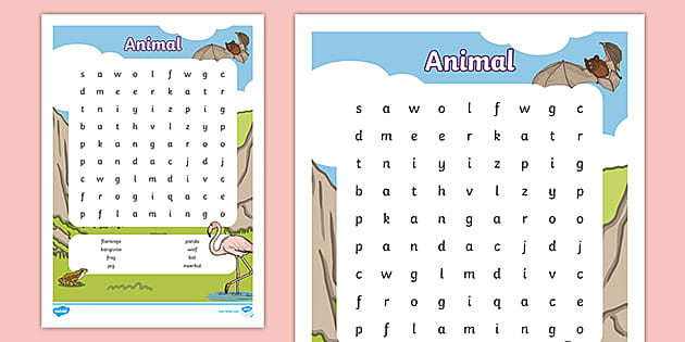Animal word search easy to print teacher made